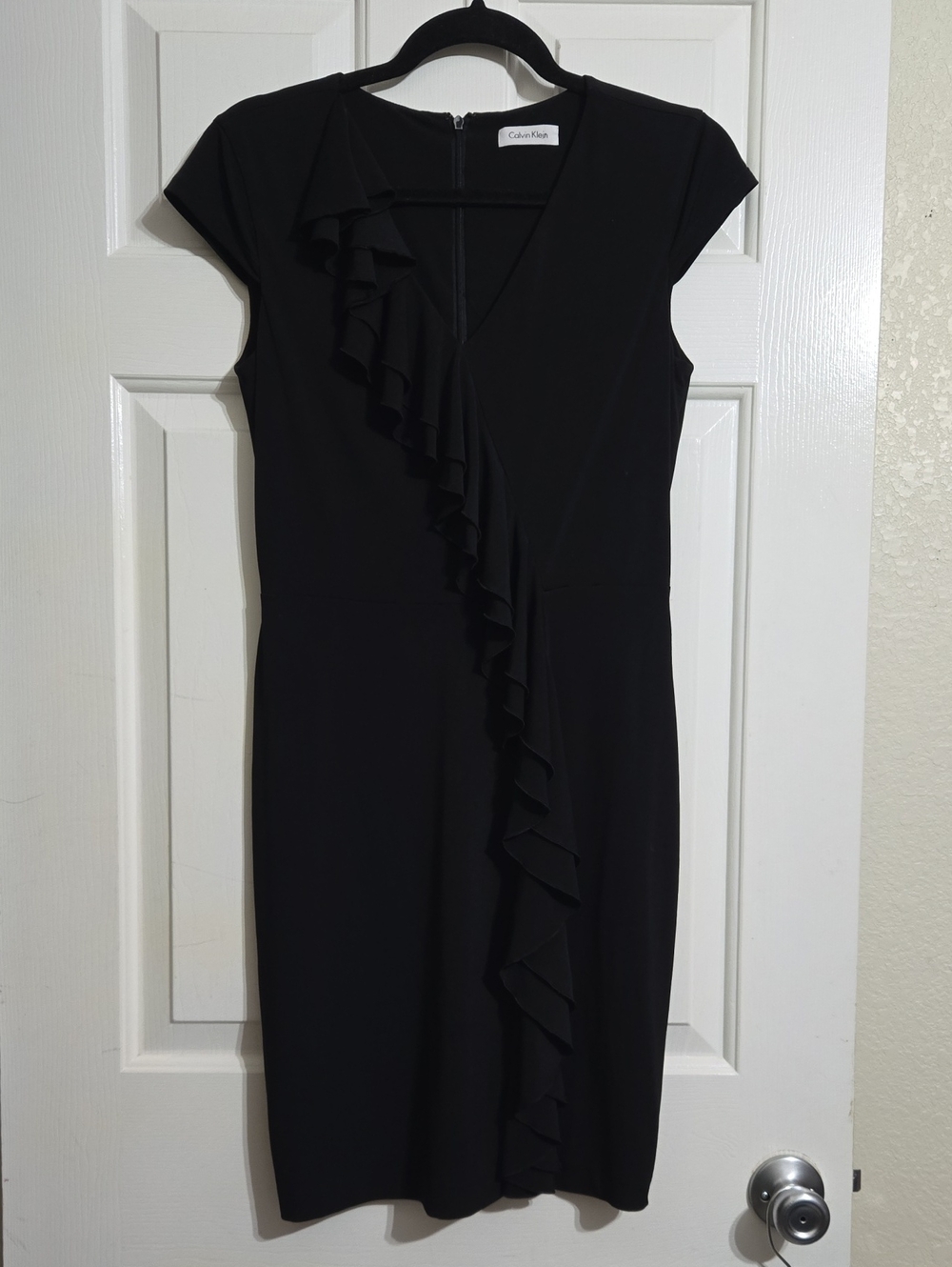 Calvin Klein Black Ruffle Midi Dress